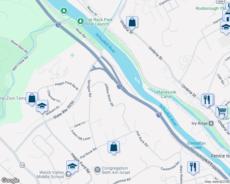 map of restaurants, bars, coffee shops, grocery stores, and more near 339 Hidden River Road in Penn Valley
