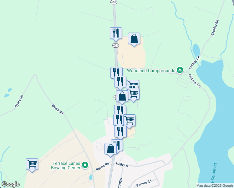 map of restaurants, bars, coffee shops, grocery stores, and more near North Center Avenue in Somerset