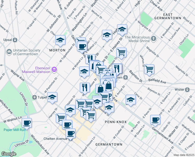 map of restaurants, bars, coffee shops, grocery stores, and more near in Philadelphia