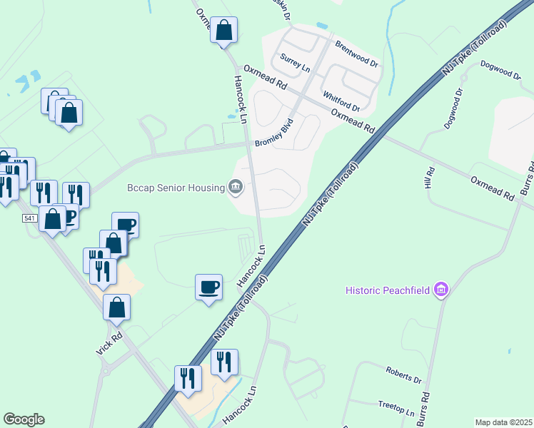 map of restaurants, bars, coffee shops, grocery stores, and more near 111 Tattersall Drive in Burlington