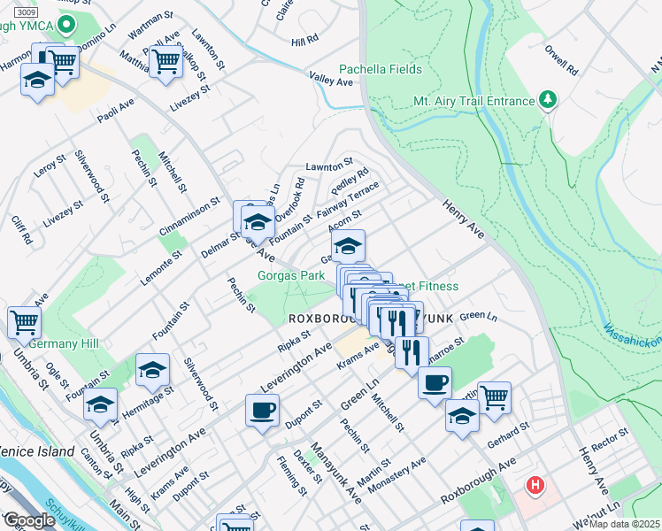 map of restaurants, bars, coffee shops, grocery stores, and more near 511 Gates Street in Philadelphia