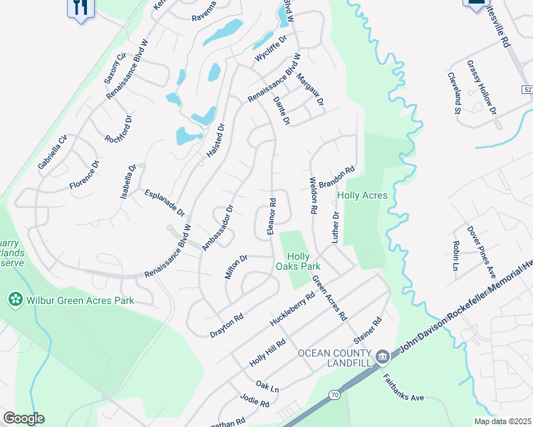 map of restaurants, bars, coffee shops, grocery stores, and more near 79 Eleanor Road in Manchester Township