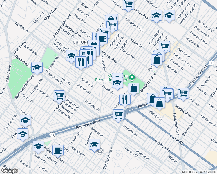 map of restaurants, bars, coffee shops, grocery stores, and more near 1522 Elbridge Street in Philadelphia