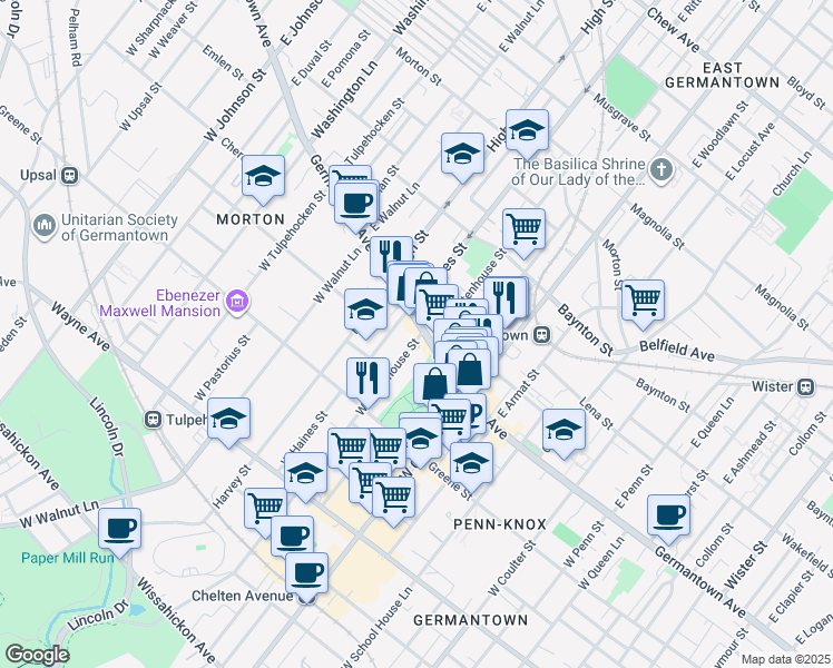 map of restaurants, bars, coffee shops, grocery stores, and more near in Philadelphia