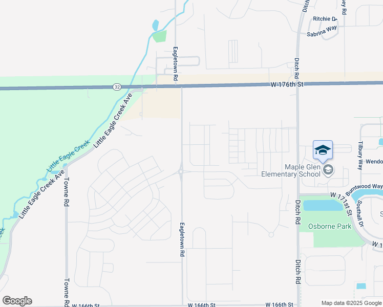 map of restaurants, bars, coffee shops, grocery stores, and more near 17338 Eagletown Road in Westfield