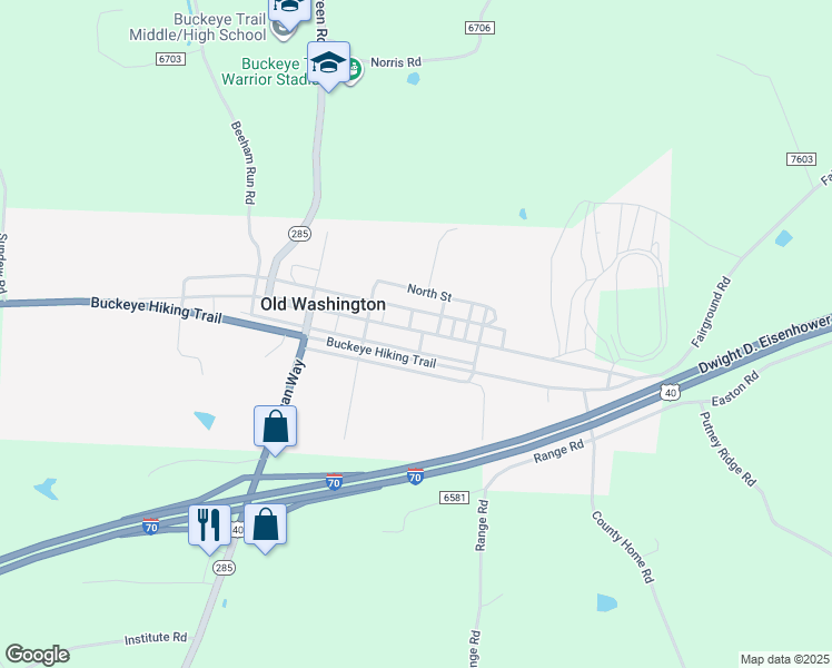 map of restaurants, bars, coffee shops, grocery stores, and more near in Old Washington