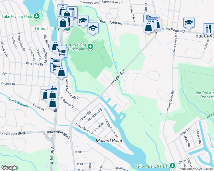 map of restaurants, bars, coffee shops, grocery stores, and more near 4 Lighthouse Court in Brick