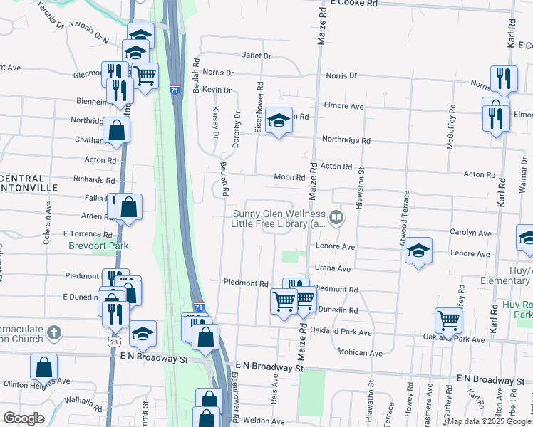 map of restaurants, bars, coffee shops, grocery stores, and more near 878 Carolyn Avenue in Columbus