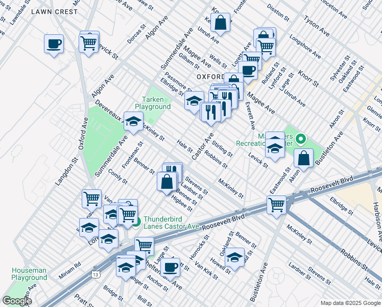 map of restaurants, bars, coffee shops, grocery stores, and more near 1336 Hale Street in Philadelphia