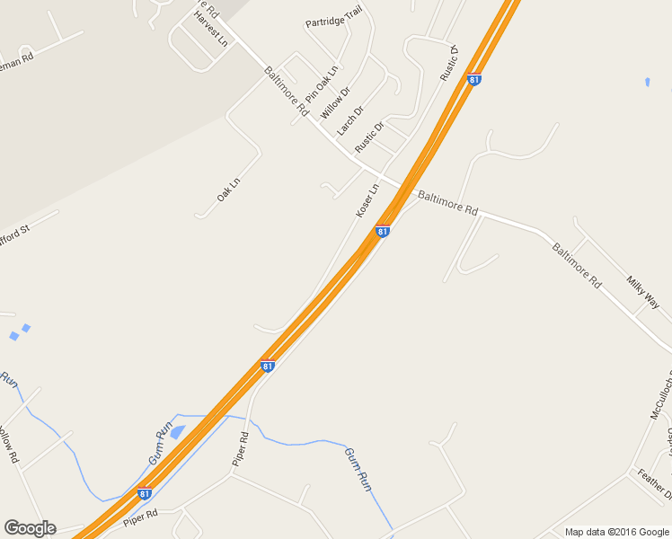 map of restaurants, bars, coffee shops, grocery stores, and more near 38 Koser Lane in Shippensburg