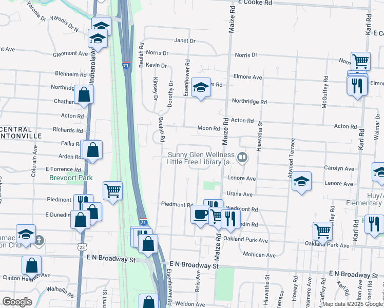 map of restaurants, bars, coffee shops, grocery stores, and more near 878 Carolyn Avenue in Columbus