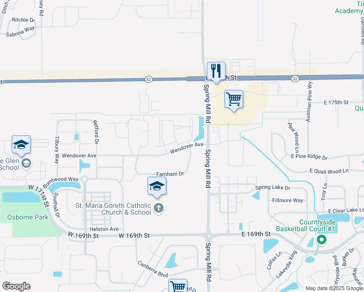 map of restaurants, bars, coffee shops, grocery stores, and more near 550 Wendover Avenue in Westfield