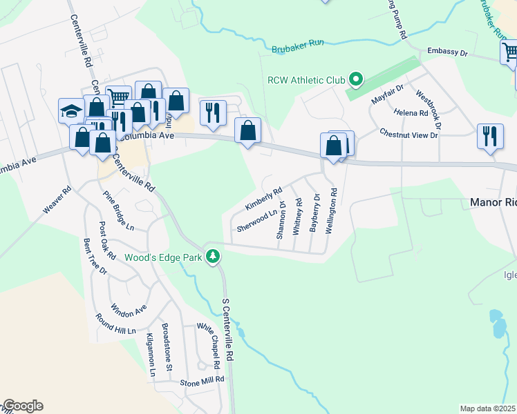 map of restaurants, bars, coffee shops, grocery stores, and more near 2724 Kimberly Road in Lancaster