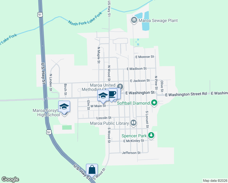 map of restaurants, bars, coffee shops, grocery stores, and more near in Maroa