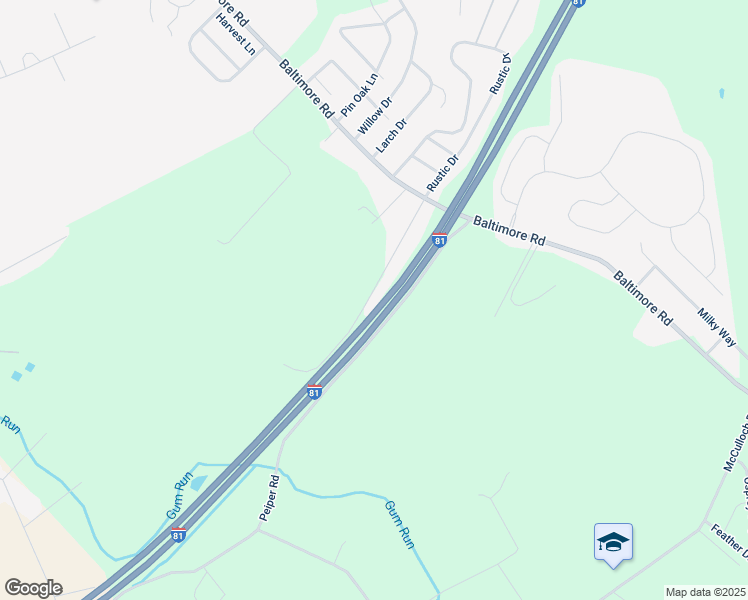 map of restaurants, bars, coffee shops, grocery stores, and more near 38 Koser Lane in Shippensburg