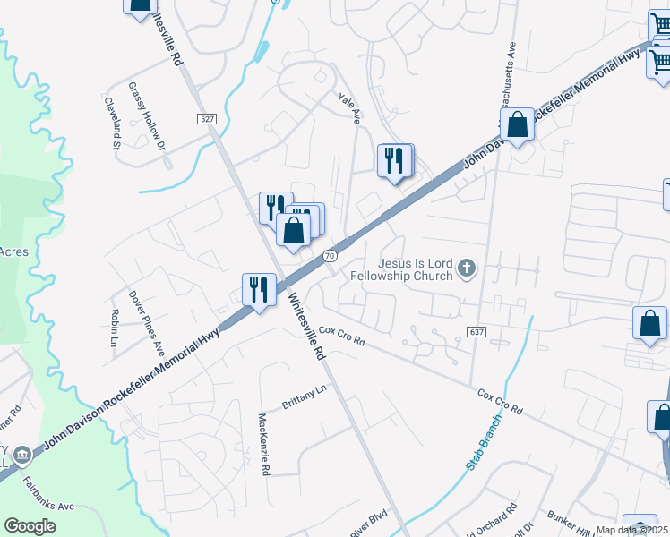 map of restaurants, bars, coffee shops, grocery stores, and more near 190 John Davison Rockefeller Memorial Highway in Toms River