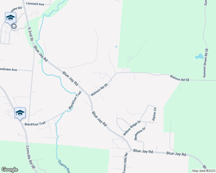 map of restaurants, bars, coffee shops, grocery stores, and more near 1705 Watson Road Southeast in Heath