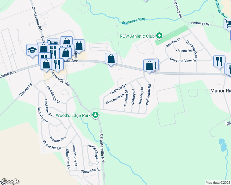map of restaurants, bars, coffee shops, grocery stores, and more near 2724 Kimberly Road in Lancaster