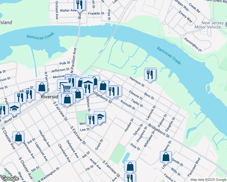 map of restaurants, bars, coffee shops, grocery stores, and more near 330 Taylor Street in Riverside