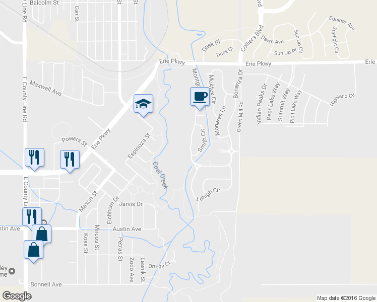 map of restaurants, bars, coffee shops, grocery stores, and more near 376 Montgomery Drive in Erie