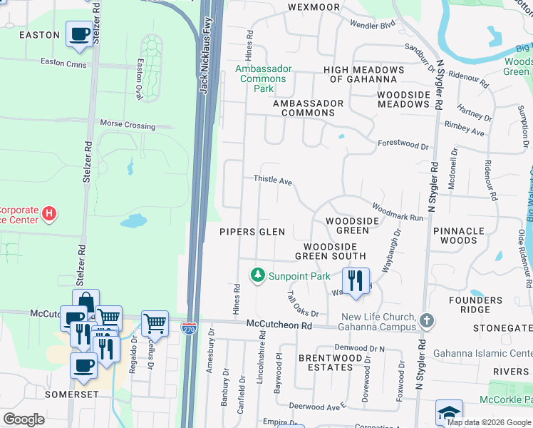 map of restaurants, bars, coffee shops, grocery stores, and more near 650 Spirea Avenue in Columbus
