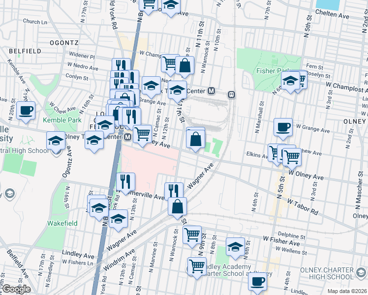 map of restaurants, bars, coffee shops, grocery stores, and more near in Philadelphia
