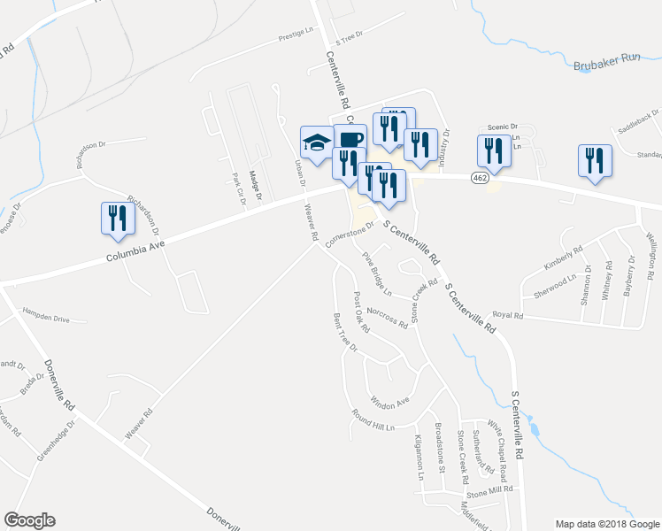 map of restaurants, bars, coffee shops, grocery stores, and more near 101 Bent Tree Dr in Lancaster