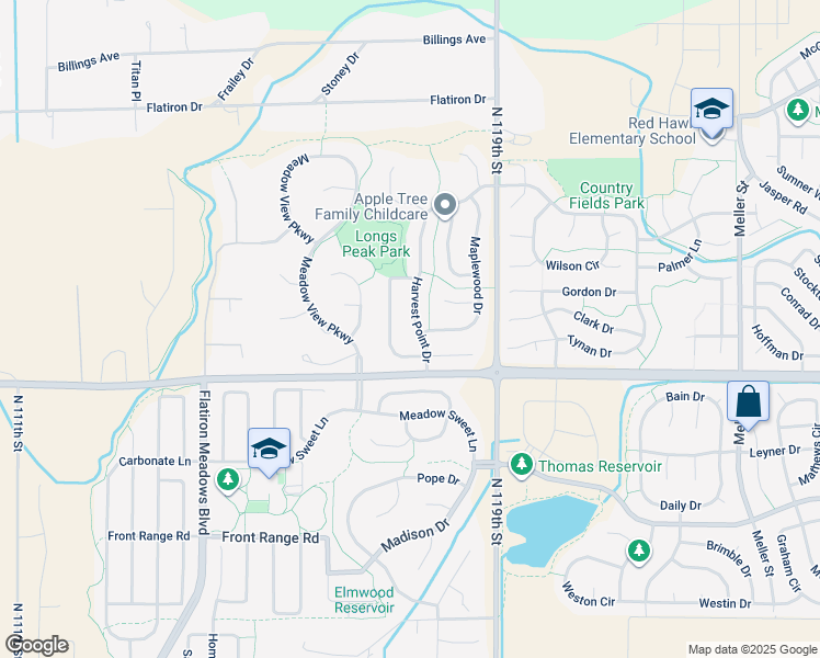 map of restaurants, bars, coffee shops, grocery stores, and more near 402 Harvest Point Drive in Erie