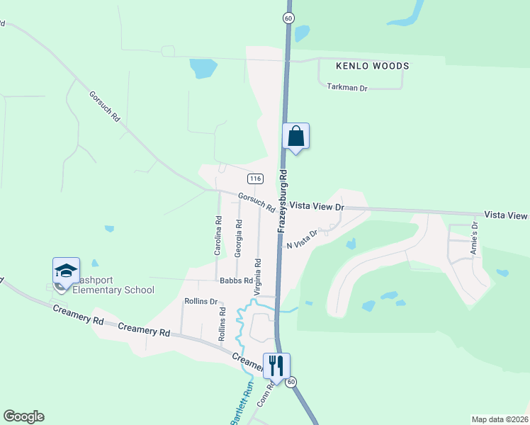 map of restaurants, bars, coffee shops, grocery stores, and more near 6265 Virginia Road in Nashport