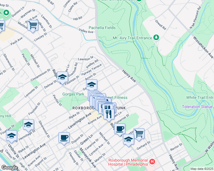 map of restaurants, bars, coffee shops, grocery stores, and more near 564 Hermitage Street in Philadelphia