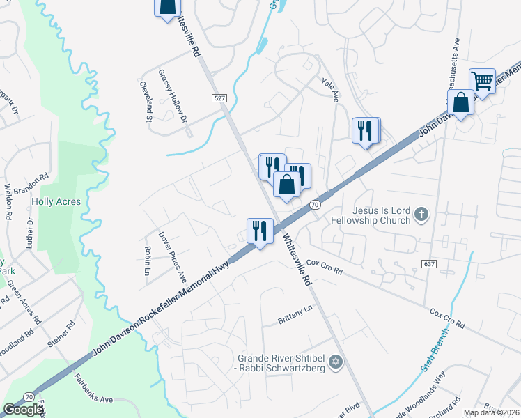map of restaurants, bars, coffee shops, grocery stores, and more near 2116 Whitesville Road in Toms River