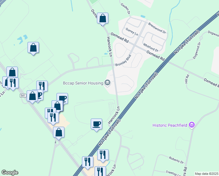 map of restaurants, bars, coffee shops, grocery stores, and more near 114 Tattersall Drive in Burlington