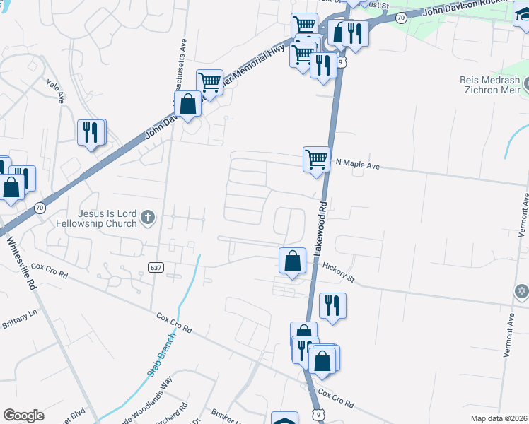 map of restaurants, bars, coffee shops, grocery stores, and more near 2274 U.S. 9 in Toms River