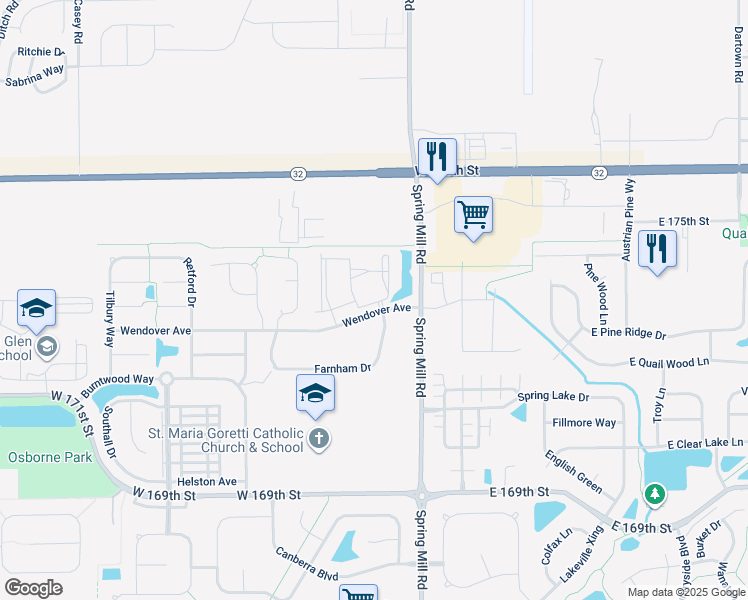 map of restaurants, bars, coffee shops, grocery stores, and more near 550 Wendover Avenue in Westfield