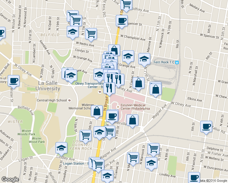 map of restaurants, bars, coffee shops, grocery stores, and more near 1335 West Tabor Road in Philadelphia