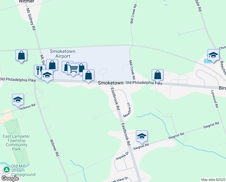 map of restaurants, bars, coffee shops, grocery stores, and more near 198 Eastbrook Road in Lancaster