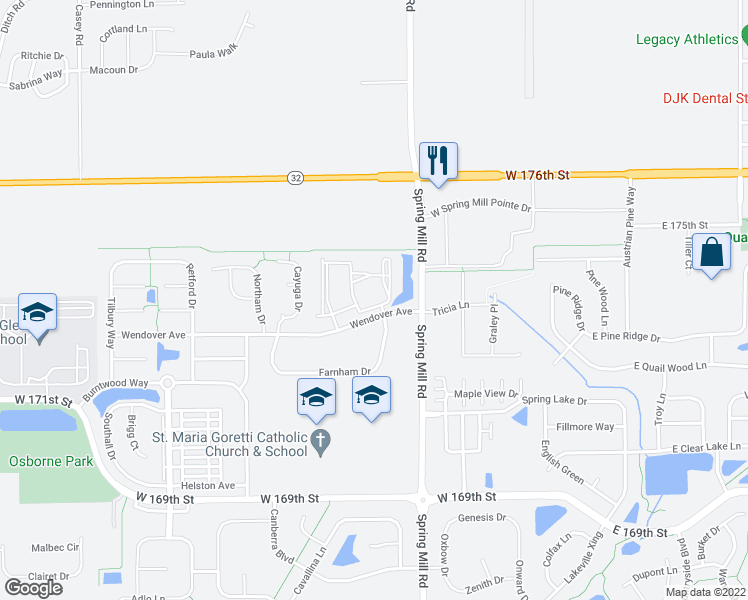 map of restaurants, bars, coffee shops, grocery stores, and more near 500 Bigleaf Maple Way in Westfield