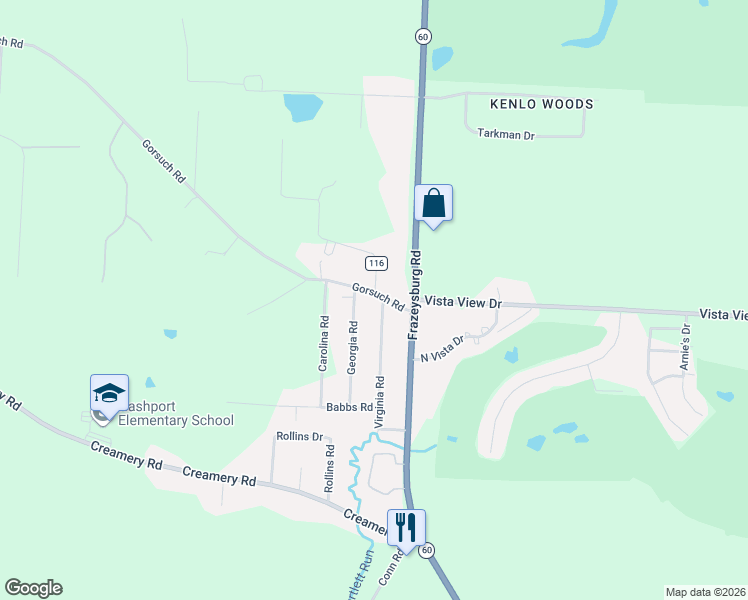 map of restaurants, bars, coffee shops, grocery stores, and more near 6265 Virginia Road in Nashport
