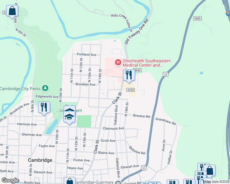 map of restaurants, bars, coffee shops, grocery stores, and more near 1205 Clark Street in Cambridge