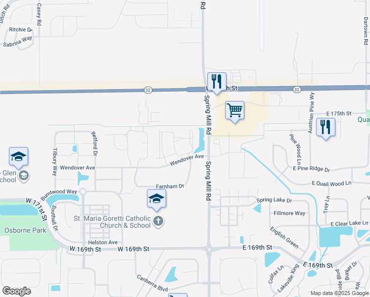map of restaurants, bars, coffee shops, grocery stores, and more near 500 Bigleaf Maple Way in Westfield