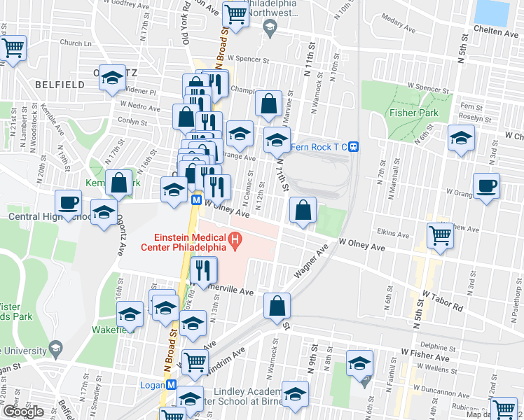 map of restaurants, bars, coffee shops, grocery stores, and more near in Philadelphia