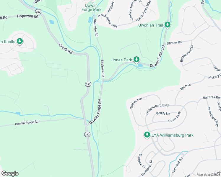 map of restaurants, bars, coffee shops, grocery stores, and more near 1510 Dowlin Forge Road in Downingtown