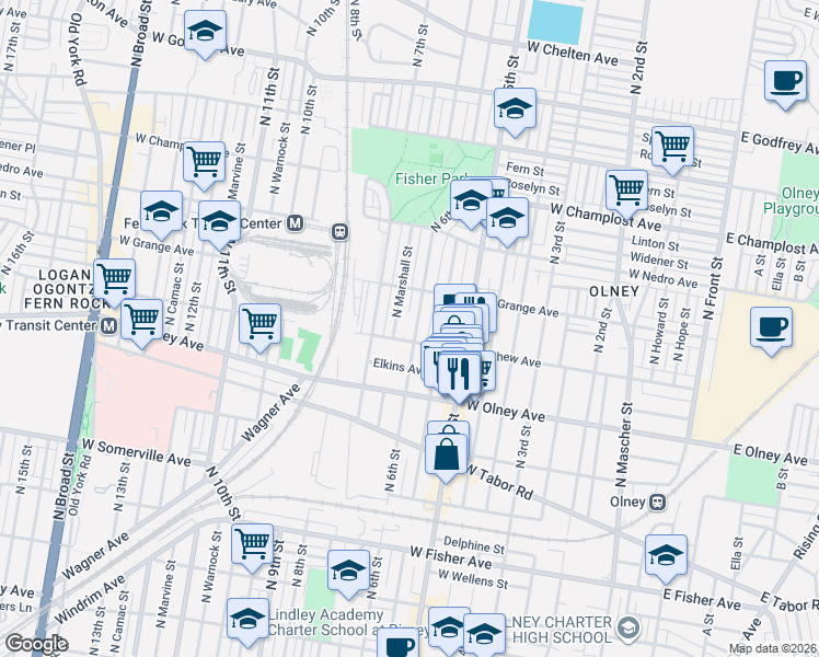 map of restaurants, bars, coffee shops, grocery stores, and more near 546 West Chew Avenue in Philadelphia