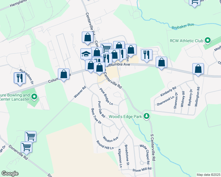 map of restaurants, bars, coffee shops, grocery stores, and more near 80 Summitville Court in Lancaster