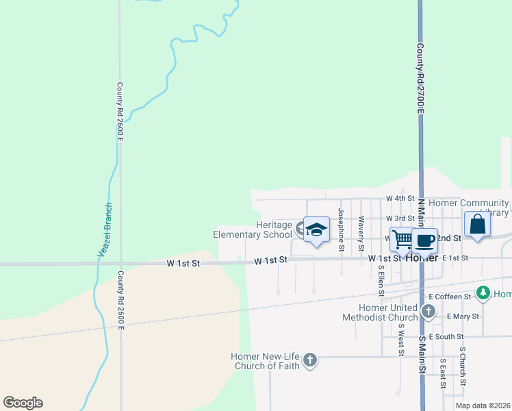 map of restaurants, bars, coffee shops, grocery stores, and more near 111 Kay Drive in Homer