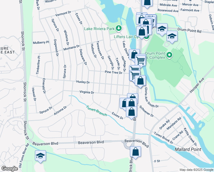 map of restaurants, bars, coffee shops, grocery stores, and more near 269 Tennessee Drive in Brick Township