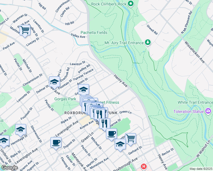 map of restaurants, bars, coffee shops, grocery stores, and more near 620 Hermitage Street in Philadelphia