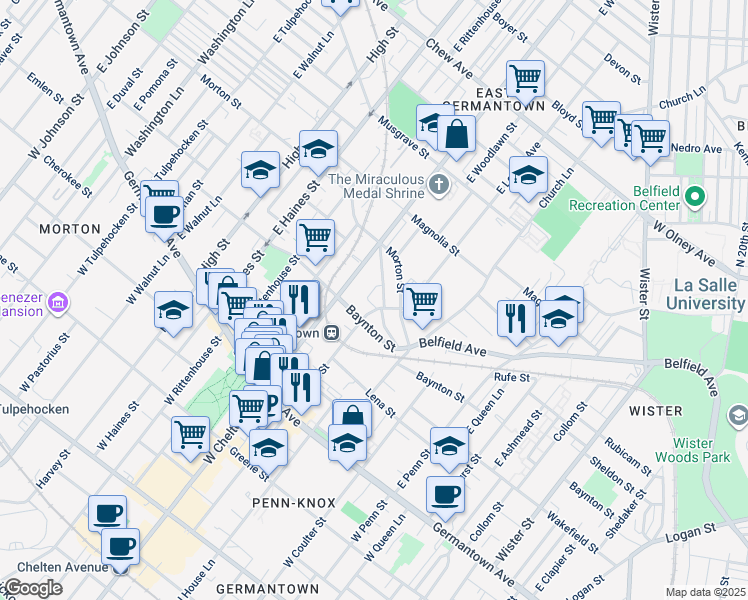 map of restaurants, bars, coffee shops, grocery stores, and more near 5609 Utah Street in Philadelphia
