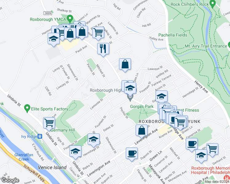 map of restaurants, bars, coffee shops, grocery stores, and more near 433 Lemonte Street in Philadelphia