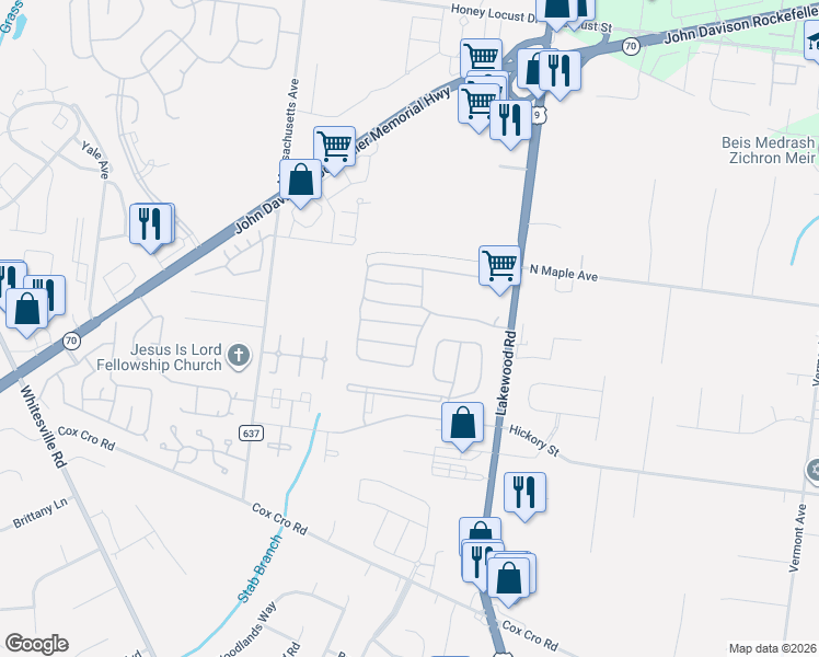 map of restaurants, bars, coffee shops, grocery stores, and more near 37 Roberts Road in Toms River